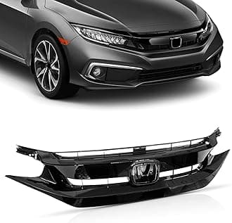PartsFlow Front Bumper Grille Upper Grill Glossy Black For 2019 2020 Honda Civic