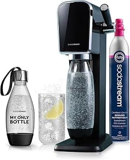 ART Sparkling Water Maker | STARTER KIT | CQC CO2 system | Includes 1x CO2 Cylinder, 1x32 & 1x16 Fl Oz Dishwasher Safe Bottles, 1x Bubly Flavor Drop | Combine with Pepsi Flavors | Black