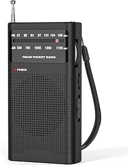 Goodes AM FM Radio Portable for Home Outdoor, Transistor Radio 2AA Battery Operated with Long Range Reception, Loud Speaker, Transistor Antenna, Earphone Jack, Small Gifts for Seniors Elderly-Black