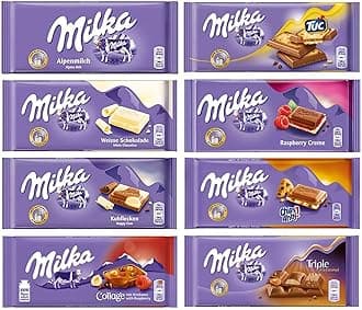 Milka Assorted Chocolates Variety Pack of 8 Bars (Bundle #3)