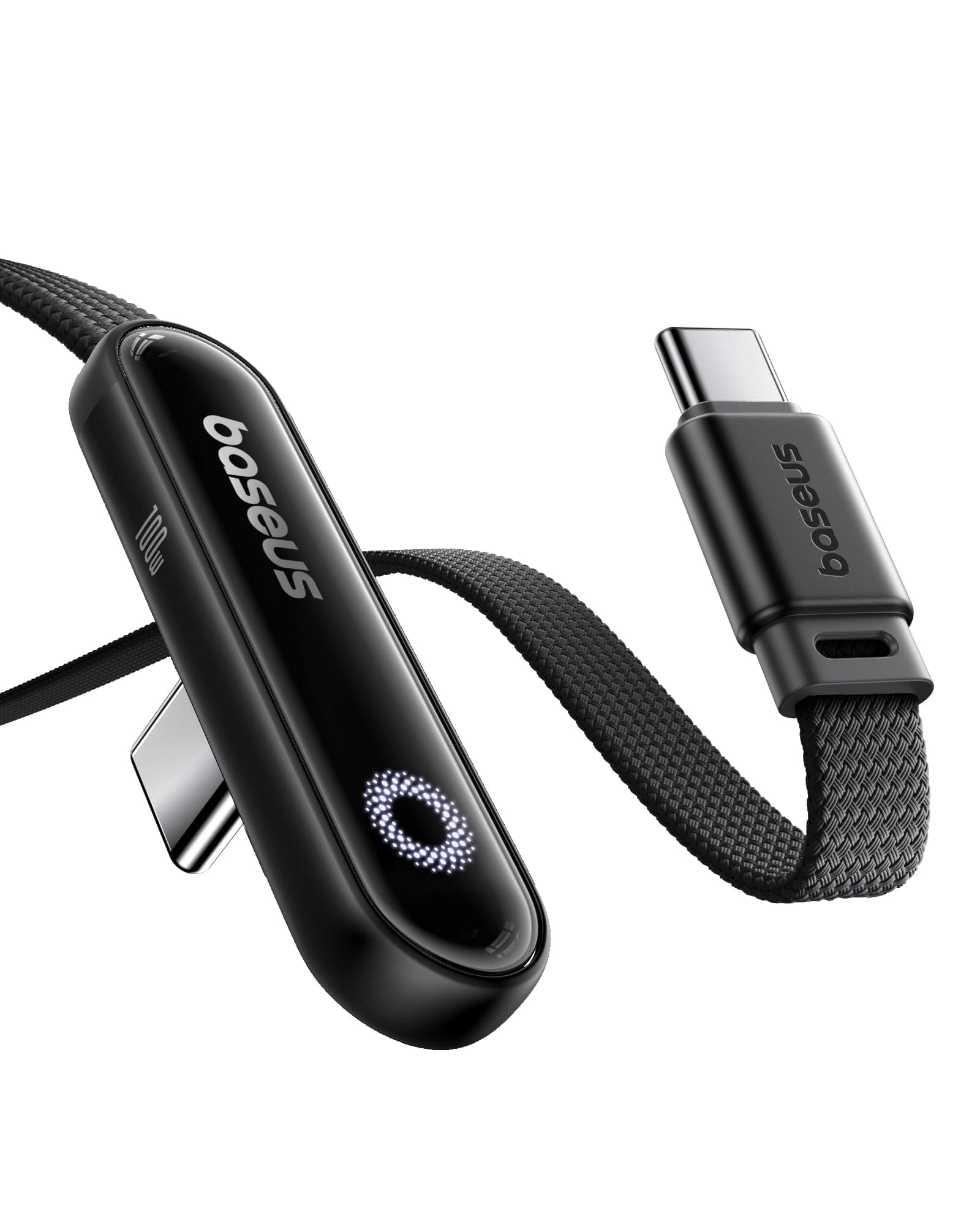 Baseus USB C Cable, 100W 5A Fast Charging Right Angle USB C Cable, USB C to USB C Charger Cable with Atmosphere Light, Type C Cable for iPhone 16 15 Pro Plus Pro Max, Galaxy S24/S23, MacBook (6.6ft)