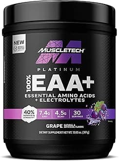Platinum Essential Amino Acids Supplement with Electrolytes | Pre-Workout Powder for Energy, Muscle Growth & Strength Builder for Men & Women | 387 grams | 30 Servings