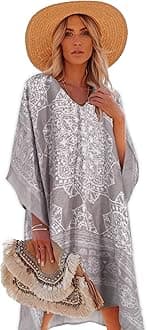 Moss Rose Women's Beach Cover up Swimsuit Kimono Cardigan with Bohemian Floral Print