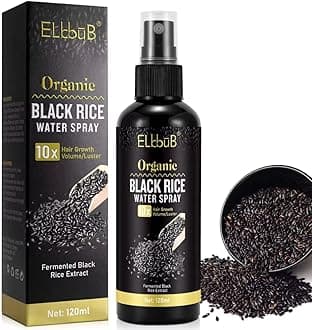 NIKITA.VIVI - Organic Black Rice Water Spray with Castor Oil Biotin for Hair Growth 120ml | Hair Regrowth Treatment for Thicker Fuller Hair Growth | Hair Growth Serum Rice Water Spray for Damaged Hair