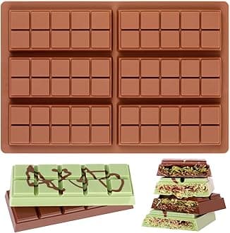 Chocolate Bar Mold - Non-Stick Chocolate Molds, Food Grade Silicone Deep Mold for Dubai Pistachio, Candy, Snacks