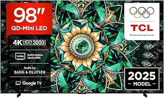 98Q7C-UK QD-Mini LED TV, 4K HDR Premium 2600, Smart TV Powered by Google TV (Dolby Vision IQ & Atmos, HVA Panel, Audio by Bang & Olufsen, 144Hz Motion Clarity Pro)