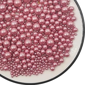 Edible Rose gold Pearls Sugar Sprinkles 120g/4.23 oz, Mix size Candy Pearl for Cake Decorating and Cupcake Toppers, Cookie Decorations Topping, Wedding Shower Party Valentines Halloween Christmas