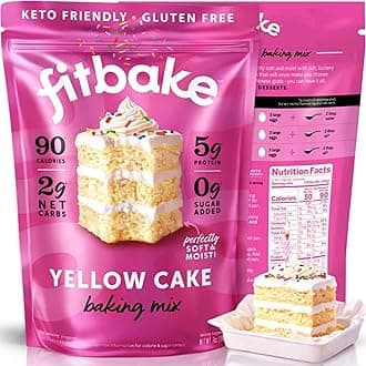 FitBake Keto Low Carb Yellow Cake Baking Mix | 2g Net Carbs Per Serving | No Added Sugar | Zero Sugar & Gluten Free Desserts, Naturally Sweetened Keto Snack 7oz