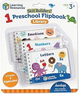 Skill Builders! Preschool Flipbook, Library Preschool, Learning Activities, Educational Toys for 1-3-Year-Olds, Toddler Activity Book, 3 Pieces, Ages 3+