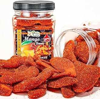 Mango Chamoy | PREMIUM | MEDIUM SPICY | Family Size - 16oz Jar | Mess Free | Soft Chewy Mango Slices |