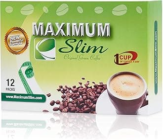 Maximum Slim Original Green Coffee –Premium 4-in-1 Formula with Natural Herbal Extracts for Energy & Vitality. Creamy & Delicious for Maximum Satisfaction. No Messy Side Effects-Made in the USA-12 Ct