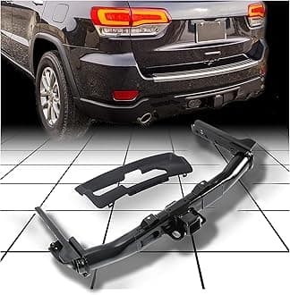 ECOTRIC Class IV Trailer Hitch Receiver and Bezel Compatible with 2011-2022 Jeep Grand Cherokee Replacement for 82212180AC 82212180AD 3 Stages 2-inch Square Receiver (You Will Receive 2 Packages)