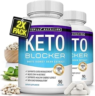Toplux Keto Blocker Pills White Kidney Bean Extract - 1800 mg Natural Ketosis, Support Keto Diet, for Men Women, 90 Capsules, Supplement
