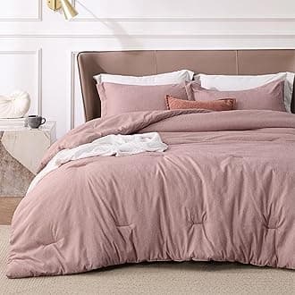 Bedsure Full Comforter Set - Dusty Rose Full Size Comforter, Soft Bedding for All Seasons, Cationic Dyed Bedding Set, 3 Pieces, 1 Comforter (82"x86") and 2 Pillow Shams (20"x26"+2")