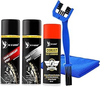 - Bike Care Kit, 1 Pcs each - Chain Lube 220ml, Chain Cleaner 220ml, De-Rust 120ml, Chain Cleaning Brush and 1 Microfiber Cloth