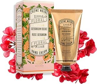 Rose Geranium Hand Cream with Olive Oil - Nourishing Hand Cream for Dry Cracked Hands 97% Natural Ingredients - Dermatologically Tested Hand Lotion for Woman Made in France, 2.5 fl oz