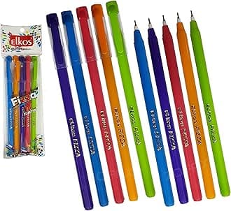 ELKOS BLUE Ballpoint Pens, 0.7mm Fine Point, Pack of 10, Fizza Ball Pens, Smooth Writing, Perfect School Office Home Pens, ZOFAX Black Ball Pen