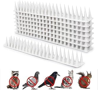 PlastKart Pigeon Spikes (Pack of 5) Anti Bird Control for Balcony, Railing, Home Window Protection from Pigeon, Dog, Monkey, Crow, Kabootar, Split AC, Spikes with Double Sided Tape (White)
