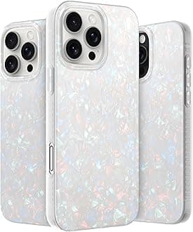 LONLI Hue - for iPhone 16 Pro Case - White Pearl Tort Phone Case - Cute, Unique and Aesthetic Phone Cover - [360° Shock-Absorbent Bumper] - [4 Airbag Cushioned Corners]