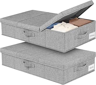 mepure 2 Pack 48L Underbed Storage, 79x40x15cm, Fabric Under Bed Storage Boxes with Lids, Large Foldable Clothes Storage Box W/Handle, Under Bed Storage Organiser for Clothes Blankets Shoes Toys, Grey