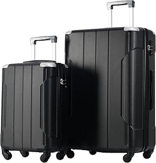 Luggage Sets of 2 Suitcases With Wheels, Expandable and Lightweight, TSA Lock, Hardside Spinner Carry On Luggage (20 28 inch Black)