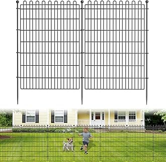 4 Panels No Dig Decorative Garden Fence for Yard, 48 in(H) X 10.5 ft(L) Animal Barrier Fencing for Outdoor Dog, Metal Portable Garden Fences for Borders, Pets, Landscape, Temporary Fence