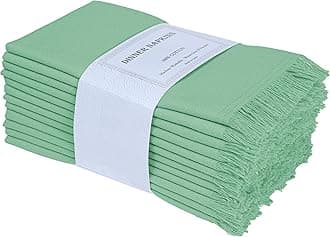 Cloth Napkins 18x18 inch Set 12 Bird Egg Gray (Sea Green) with Fringes Corner, Dinner,Wedding,Table,Baby Shower,Machine Washable Fabric Napkins