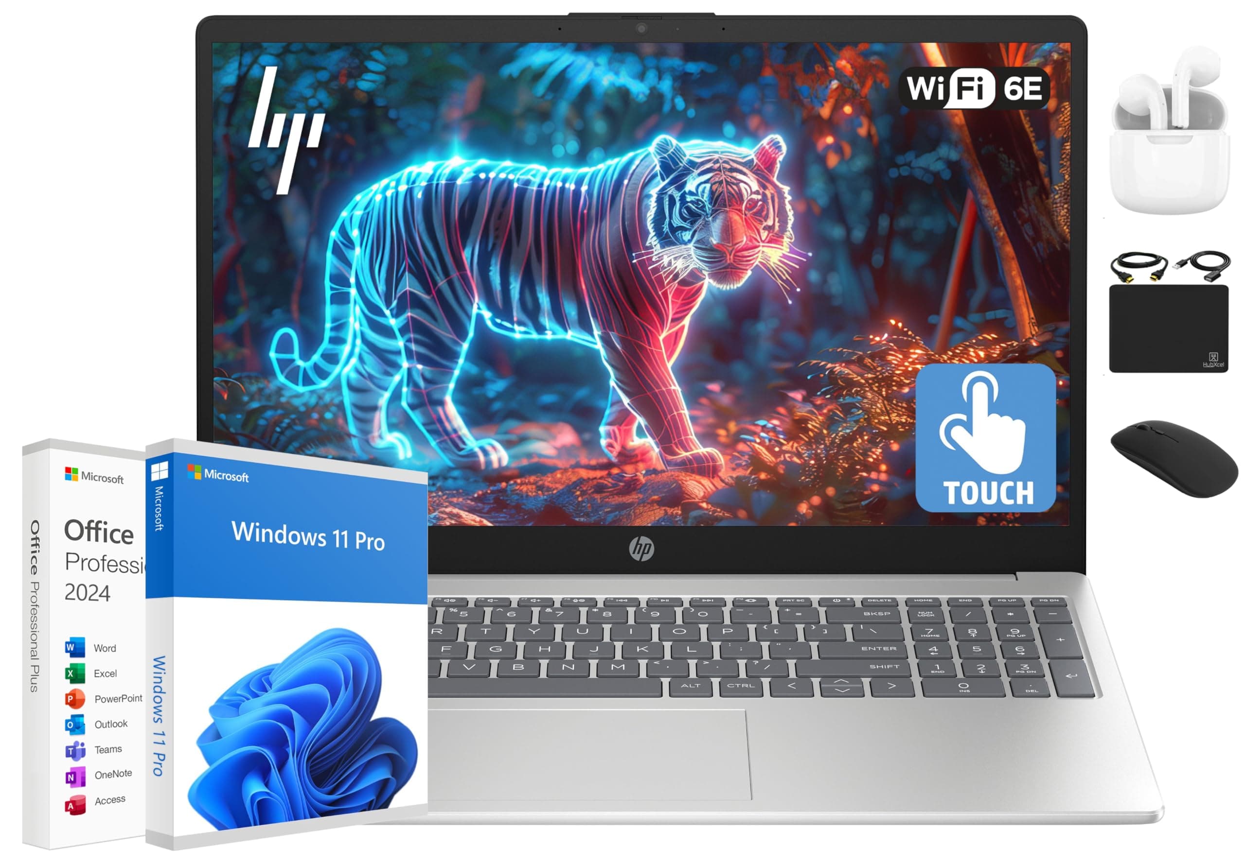 Flagship 15.6" HD Touchscreen Laptop Computer, 6-Core Intel i3 Processor, 32GB RAM, 1.5TB Storage (1TB SSD + 500GB Ext), Wi-Fi, Long Battery, HubxcelAccessory, Lifetime Office 2024, Win 11 Pro