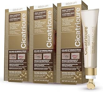 Gold Lift Dual Contour Eye and Lip Wrinkle Cream, Anti Aging Skin Care to Reduce Dark Circles, Puffiness & Expression Lines, 0.5 Ounce (Pack of 3)