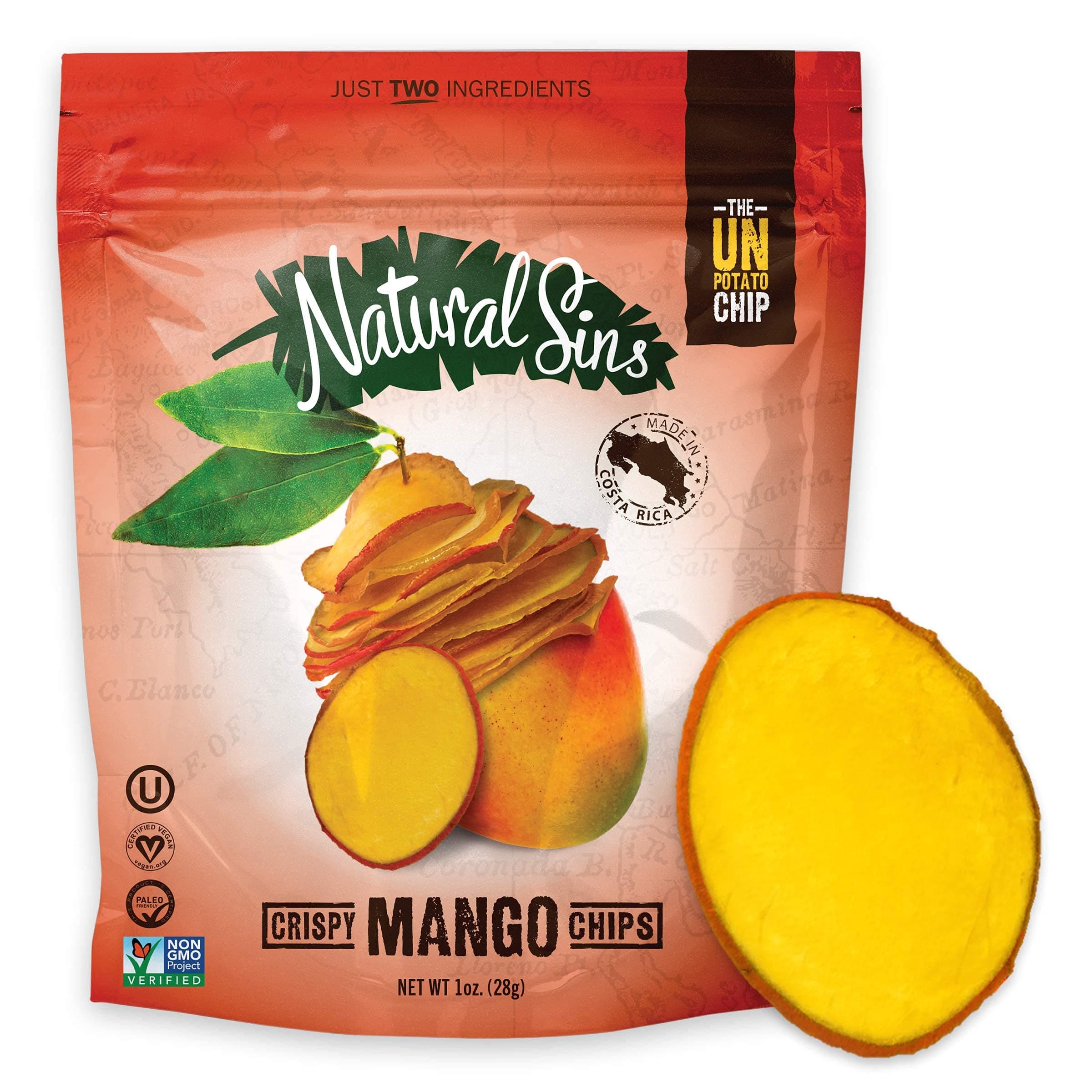 Natural Sins Baked Mango Chips | 1 Ounce Bag (Pack of 6) | Vegan, Gluten-Free, Paleo, Crispy + Thin, Dried Fruit Snack Food