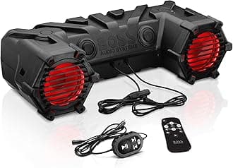 BOSS Audio ATV30BRGB Bluetooth, Amplified, Multi-Color Illumination, ATV/UTV Sound System, Weather-Proof Marine Grade, Bluetooth Remote, 12 Volt Application Friendly