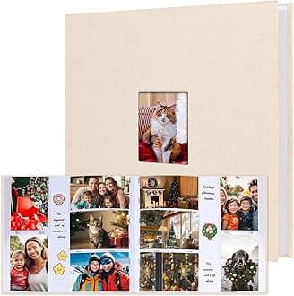Photo Album 4x6 600 Photos with Writing Space,4 x 6 Photo Book Linen Cover with Front Window, 4x6 Picture Album 600 Photos Photo Album Book for Wedding Kids Travel Family Baby Pictures (Beige)