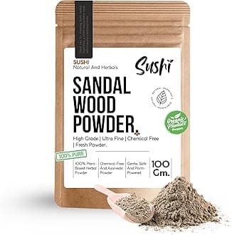 Sushi Sandalwood Powder Organic & Pure | For Face Pack, Skin, & Pooja | Natural Herbal Chandan Powder | Pack of 1 | 100 gm