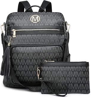 Women Fashion Backpack Purse Convertible Large Rucksack Versatile Travel Shoulder Bags Handbag Set with Tassel