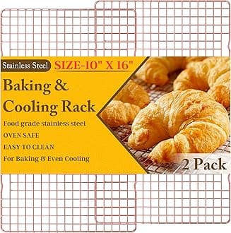 2PCS Cooling Racks for Cooking and Baking - 10" x 16"Heavy Duty Stainless Steel Wire Rack for Baking, Grilling, Roasting - Oven & Dishwasher Safe - Fits Half Sheet Pan（Rose Gold）
