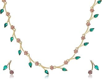 Estele Jewellery Sets for Women Gold Plated Bridal Necklace Jewellery Set with Earrings