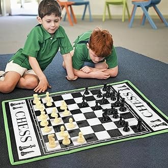 SOKA Chess Giant Board Game Set Classic Entertainment Fun Game Playmat Rug Carpet Travel Board Games Activities for Kids Children Girls Boys and Family Suitable for Indoor or Outdoor Play
