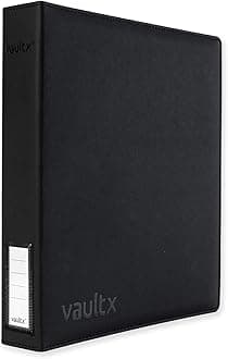 Vault X Trading Card 3 Ring Binder, fits 9 Pocket Pages, 540 Cards, Exo-Tec Material, Easy Open, D-Ring Clip Folder for Collectible Card Games, Sports, TCG (Black/Electric Green, Slim)