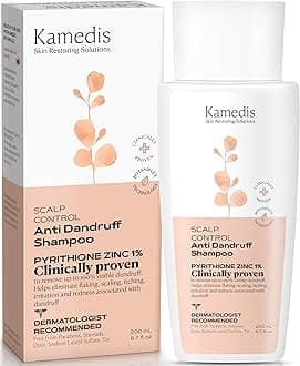 - KAMEDIS Anti Dandruff Shampoo, Triple Power Formula: 1% Zinc Pyrithione, Salicylic Acid & Soap Nut Pure Extract. Itch, Flaky & Seborrheic Dermatitis Relief. Unisex. Parabens & Dyes Free. 6.7 Fl Oz