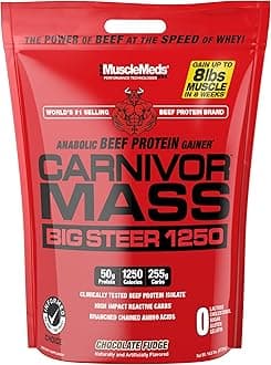 Carnivor Mass Anabolic Beef Protein Gainer, Big Steer, Vanilla, 15 Pounds