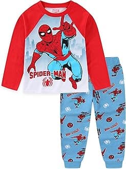 Marvel Spider-Man Boys 2 Piece Long Sleeve Shirt and Pants Set for Toddler and Big Kids