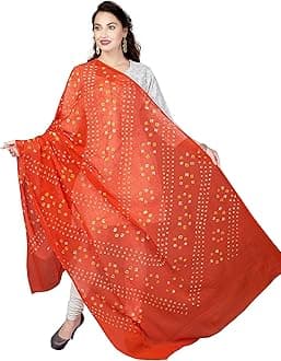 Women's Cotton Dupatta, Orange, One Size