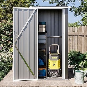 oneinmil 3' x 3' Outdoor Storage Shed, Metal Tool Shed with Lockable Door, Metal Shed Garbage Can, Small Storage House for Backyard, Garden, Patio, Black