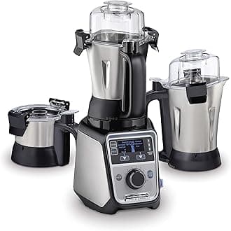 Hamilton Beach Professional 4-in-1 Juicer Mixer Grinder, Commercial-Grade 1400 Watt Motor, 3 Leakproof Jars, For Wet and Dry Spices, Chutneys and Curries, Engineered in India & USA (58770), Stainless