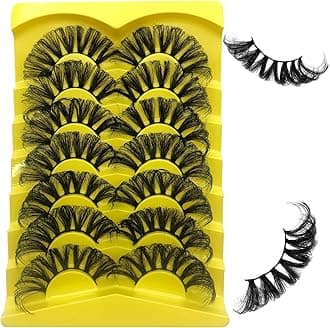 Fluffy Mink Eyelashes 25mm Dramatic Lashes Fluffy Volume Eyelashes 25mm Strip Eyelashes D Curl Dramatic Eyelashes Anforlin Thick Eyelashes 8D Wispy Eyelashes Pack