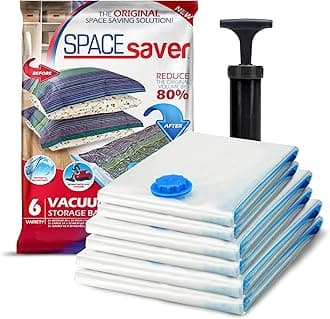 Spacesaver| Vacuum Storage Bags Save 80% on Clothes Storage Space - Vacuum Sealer Bags - Compression Seal for Closet Storage - Pump for Travel (2 Medium, 2 Large, 2 Jumbo)