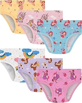 100% Cotton Girls Underwear Tagless Comfort Toddler Panties (6-Pack)