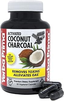 Activated Coconut Charcoal, 60 Capsules - Natural Detox - Vegetarian, Vegan, Gluten Free, Non GMO