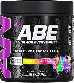 All Black Everything Pre-Workout Powder | Preworkout Energy Drink Mix | 350mg Caffeine | Beta Alanine & Citrulline | Energy Supplement for Men & Women | Sour Gummy Bear | 30 Servings