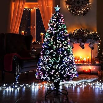 New Christmas Tree X-Mas Tree Fiber Optic Color Changing Multi Colour Led Lights With Star Free Standing Indoor Tree Lights XMAS Gift (2 FT)